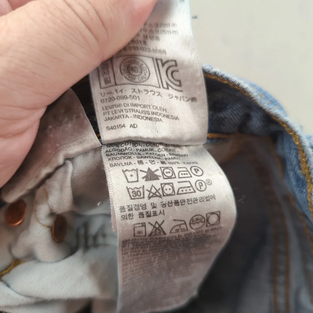 Levis 501 Jeans Mens 30x30 Blue Straight Distressed Button Fly Grunge
